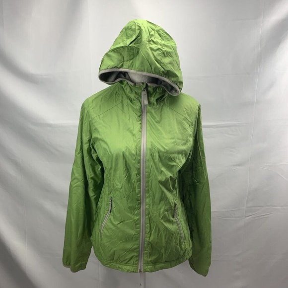 St. John's Bay Jackets & Blazers - St. John’s Bay Green Nylon Jacket Coat Plush Fuzzy Lining Zip Up Hooded S